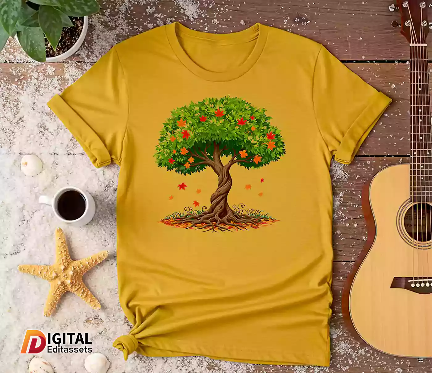 t-shirt-mockup-free-yellow-t-shirt-wood-template